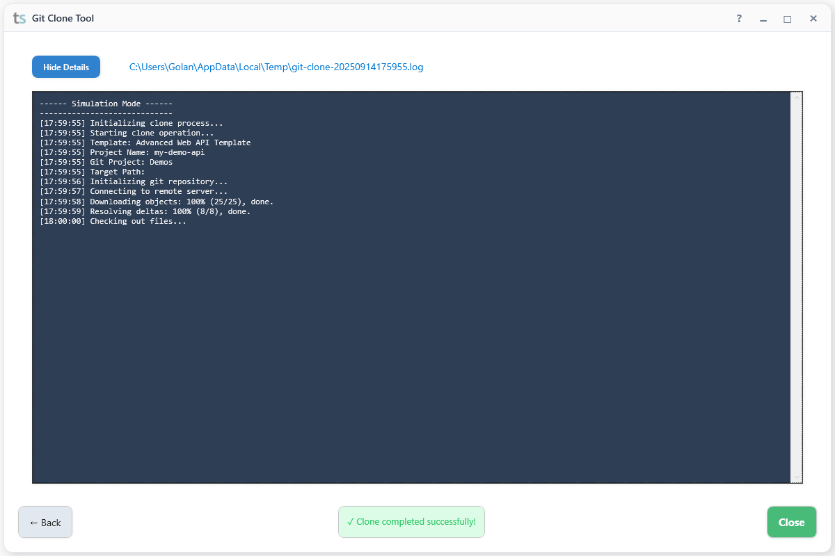 Clone Progress Interface